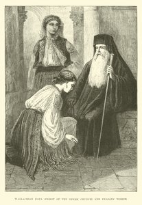Walachijse popa, priester van de Griekse kerk, en boerinnen door English School