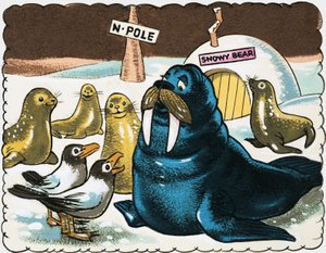 Walrus en meeuwen op de Noordpool door English School