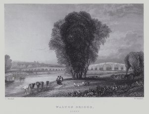 Walton Brug, Surrey (gravure) door English School