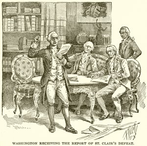 Washington ontvangt het verslag van St. Clairs nederlaag door English School