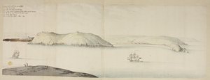 Westelijke ingang van Cork Harbour, van de Kidds, of Cow and Calf, naar Cross Beg Island; Westelijke ingang van Cork Harbour, met Halbowlin Island, Spike Island en Cross Haven door English School