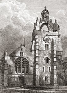 Westelijke voorzijde van Kings College, Aberdeen zoals het was in de 19e eeuw, met de kroon toren van de kapel, uit A Short History of the English People door J. R. Green, uitgegeven in 1893