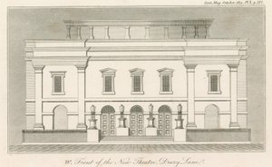 Westgevel van het nieuwe Drury Lane Theatre, Londen door English School