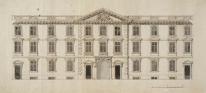 Westgevel van het voorgestelde nieuwe gebouw voor de Garden Quadrangle bij New College, c.1680 door English School