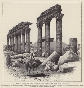 Westelijke zijde van de ruïnes van de Tempel van de Zon, Palmyra (gravure) door English School