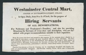 Westminster Central Mart, Dienstboden inhuren