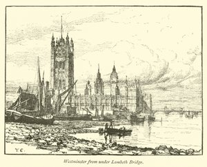 Westminster van onder Lambeth Brug door English School