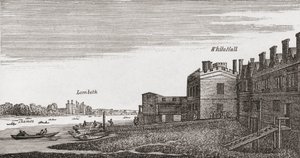 Whitehall, Londen, zoals het was in de 18e eeuw, uit 