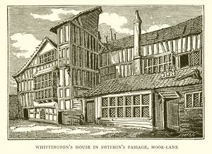 Huis van Whittington in Swithins Passage, Moor-Lane