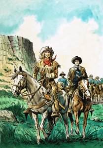 William Cody leidt een colonne Amerikaanse cavaleristen door English School