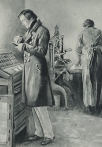William Lloyd Garrison zet het type op voor zijn krant
