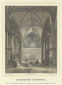 Winchester Kathedraal, presbyterium met de kapellen van Bisschop Waynfleet en Kardinaal Beaufort door English School