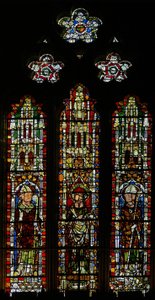 Raam S3 met St. Brice, St. Ambrosius en St. Wulstan(?) door English School