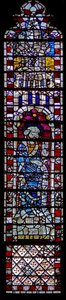 Raam c1 met St. Petrus met een geloofsrol