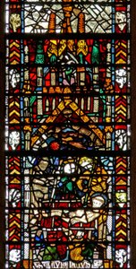 Raam w39 met het martelaarschap van St. Laurentius door English School