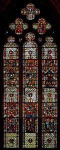 Raam w39 met de martelaarschapen van St. Laurentius, St. Denys en St. Eleutherius door English School