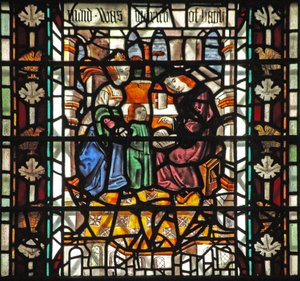 Raam w58 met St. Thomas Becket op school door English School