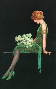 Vrouw in een groene jurk