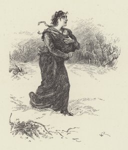 Vrouw met baby in de sneeuw door English School
