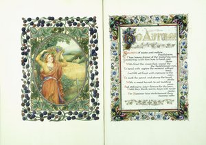 Vrouw met de Oogstmand en Verlicht Manuscript met Verzen uit 
