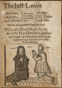 Houtsnede over de moord op Sir Thomas Overbury door English School