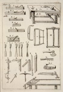 Houtbewerkingsgereedschap, pub. 1683 gravure door English School