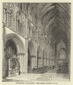 Worcester Kathedraal, het schip, kijkend naar het oosten door English School