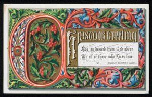 Woorden uit een Anglo-Normandisch kerstlied, kerstkaart