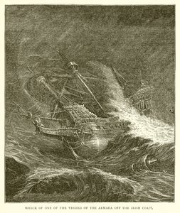 Wrak van een van de schepen van de Armada voor de Ierse kust door English School