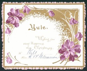 Yule, violette bloemen