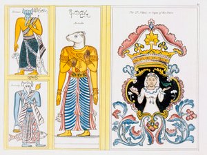 Dierenriemsymbolen, uit De Geschiedenis en Doctrine van het Boeddhisme door Edward Upham, 1829 door English School