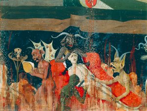 Demonen en verdoemden in de hel (detail)