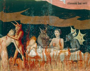 Demonen en verdoemden in de hel (detail)