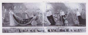 De processies van de koning en koningin, kroning van koning Edward VII en koningin Alexandra, Westminster Abbey, Londen