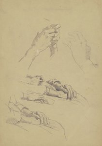 Zes studies van handen, ca. 1870-90 door Enoch Wood Perry