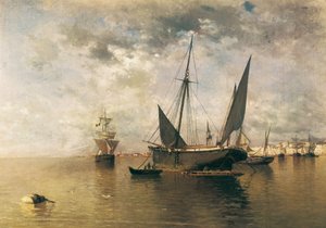 De haven van Malaga. 1885