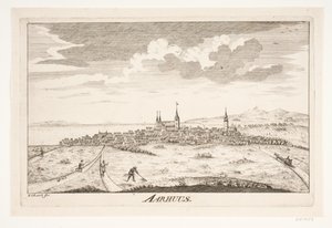 Prospect van Århus door Erasmus Sigismund Resch