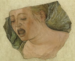 Hoofd van Maria Magdalena huilend, van de Kruisiging