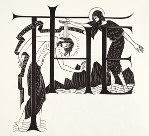 De doop van Jezus door Johannes de Doper uit de vier evangeliën door Eric Gill