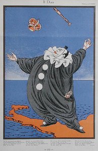 Karikatuur van Benito Mussolini (1883-1945), uit 
