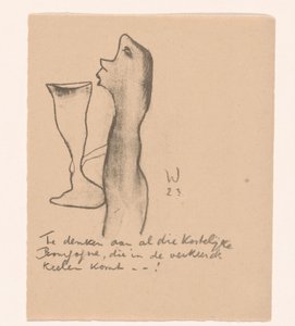 Figuur met groot wijnglas