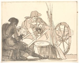 Twee soldaten spelen kaarten bij een kanon door Erik Pauelsen