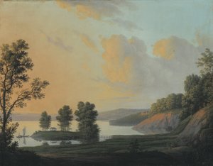 Uitzicht op het landhuis van Dronninggaard over het Furemeer, Noord-Seeland