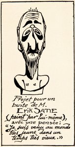 Busteproject van componist Erik Satie (1866-1925) door hemzelf: 