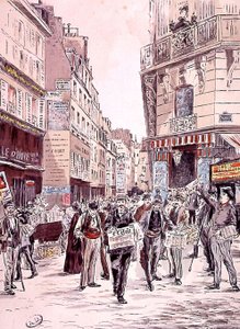 Krantverkopers in de straten van Parijs in 1893 door Ernest (after) Grenier