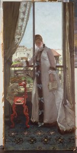Vrouw bij een open raam, 1875 door Ernest Ange Duez
