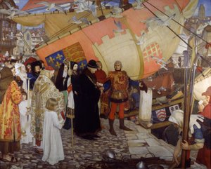 Het vertrek van John en Sebastian Cabot op hun eerste ontdekkingsreis