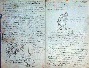 Geïllustreerde brief aan Paul Verlaine, 3 maart 1881 (pen en inkt op papier)