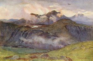 Merrick en Loch Enoch vanaf de top van Corscrine door Ernest Edward Briggs