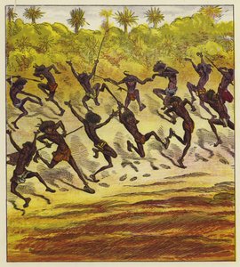 Kannibalen dansen door Ernest Henry Griset